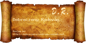 Debreczeny Radován névjegykártya